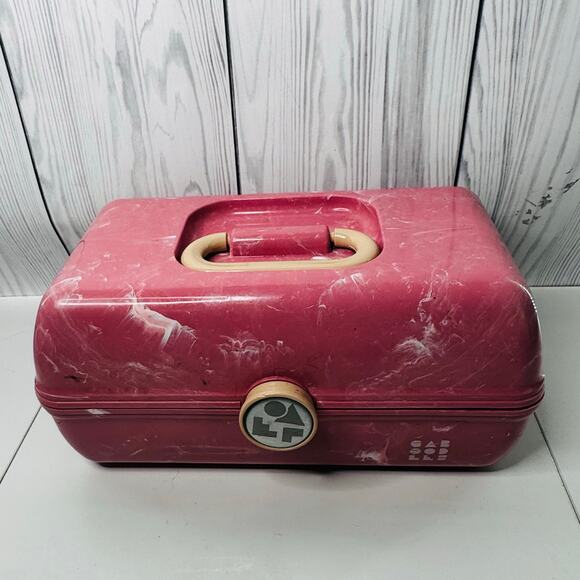 Caboodles On-The-Go-Girl Makeup Case Retro Marble Pink with Mirror - Picture 1 of 9